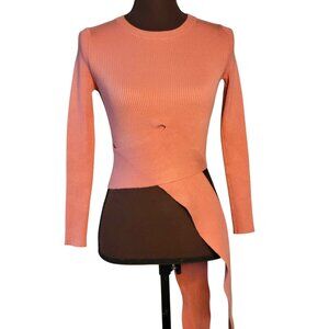 ZARA Women Sweater Coral Size‎ S Long Sleeves Wrap Ribbed